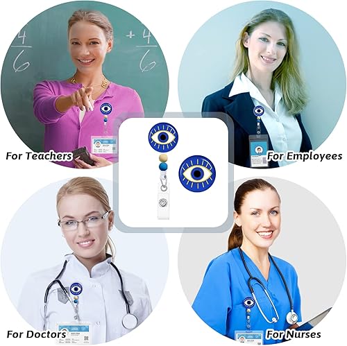 Vista 147 de Immaturus Carrete retráctil con cuentas, lindo y divertido soporte para tarjetas de identificación retráctiles, clips de insignia, llavero para Nave