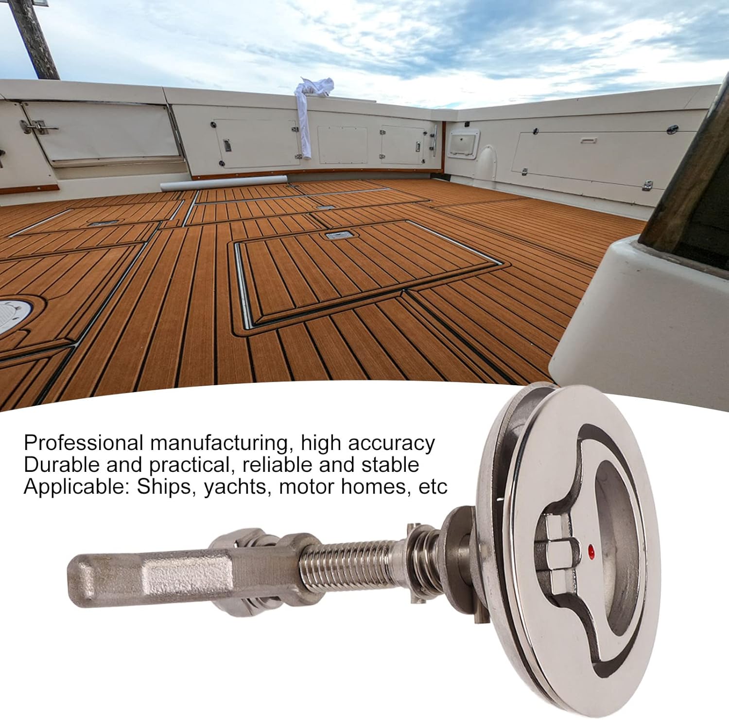 GOTOTOP Boat Cam Latch, 2Pcs 316 Stainless Steel Polished Marine Hatch Latch Flush Pull Handle Latch with Adjustable Locking Arm Height