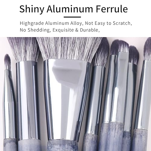 Miniatura 5 de Juego de brochas de maquillaje de pelo de tejón morado natural, juego de brochas de maquillaje de nogal con estuche de Luxury ENZO KEN, juego de