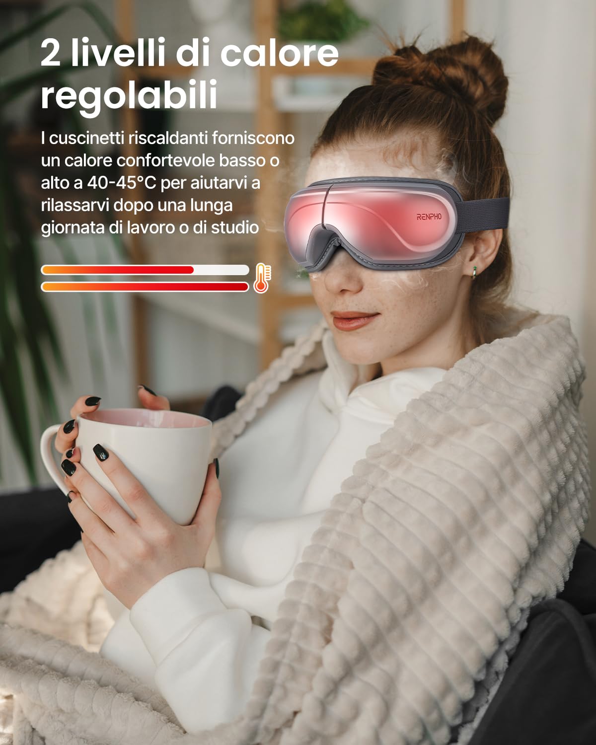 RENPHO Eyeris 2 - Extended Massaggiatore Occhi con Calore, Massaggiatore oculare per gli occhi affaticati e secchi, migliora il sonno, regalo di compleanno