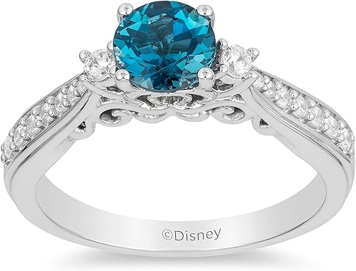 Enchanted Disney Fine Jewelry - Anillo de plata de ley con diamante de 15 quilates y topacio azul Londres Metal Enchanted Disney Fine Jewelry - Anillo de plata de ley con diamante de 15 quilates y topacio azul Londres Metal
