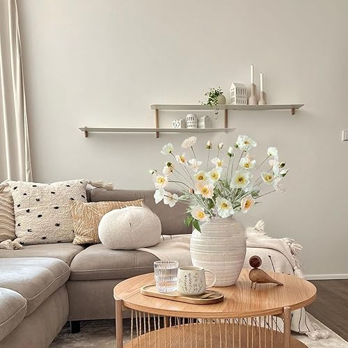 Miniatura 6 de JINWOE Flores de seda de amapola blanca, 6 plantas y flores artificiales realistas, ramo de amapolas sintéticas con tallos largos para primavera,