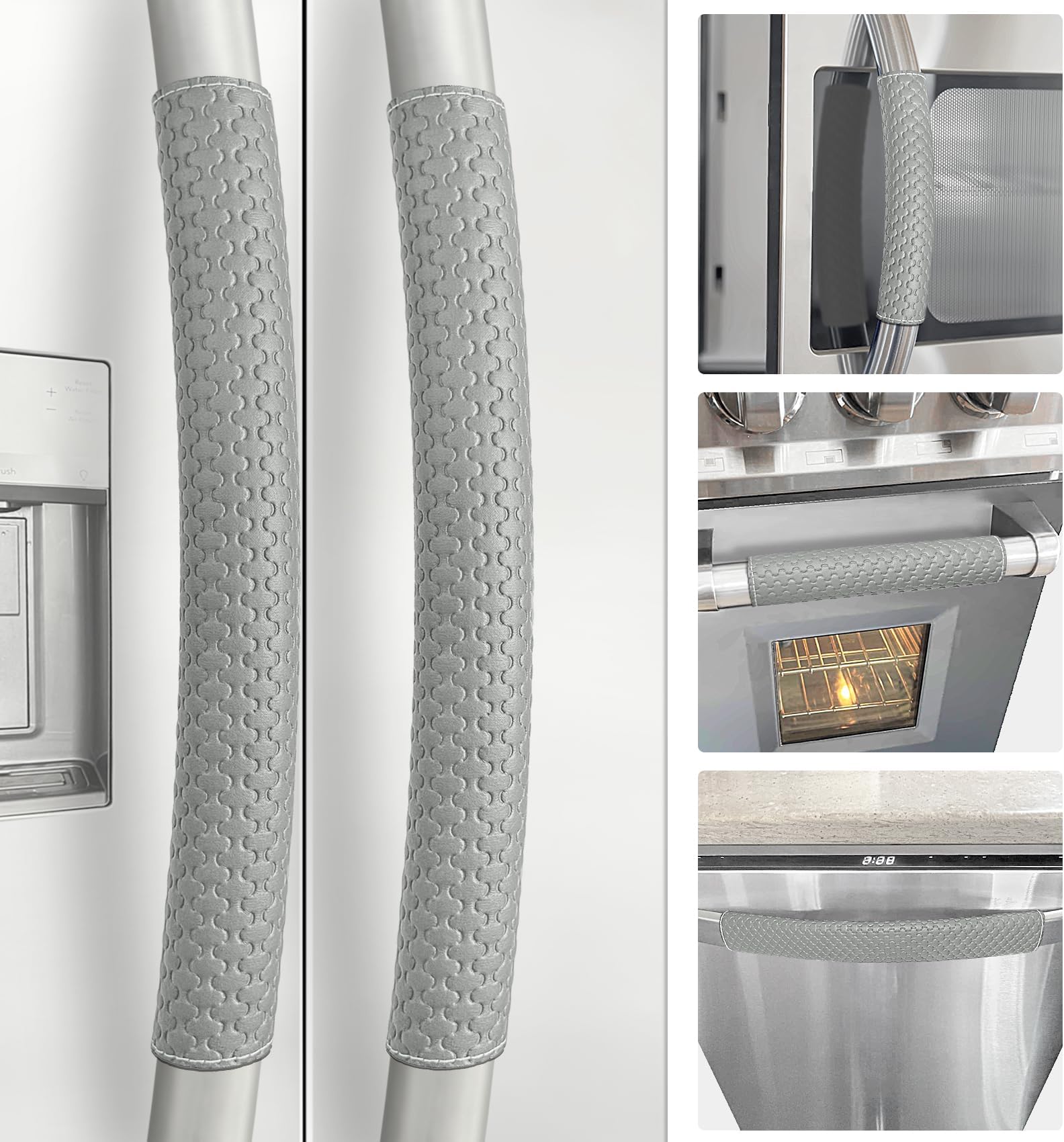 Refrigerator Door Handle Covers, Set of 5, Performance Appliance Handle Covers, Non-Slip Fridge Door Handle Covers, Keep Your Kitchen Clean, Microwave Oven Dishwasher door Handle Protectors(Gray)
