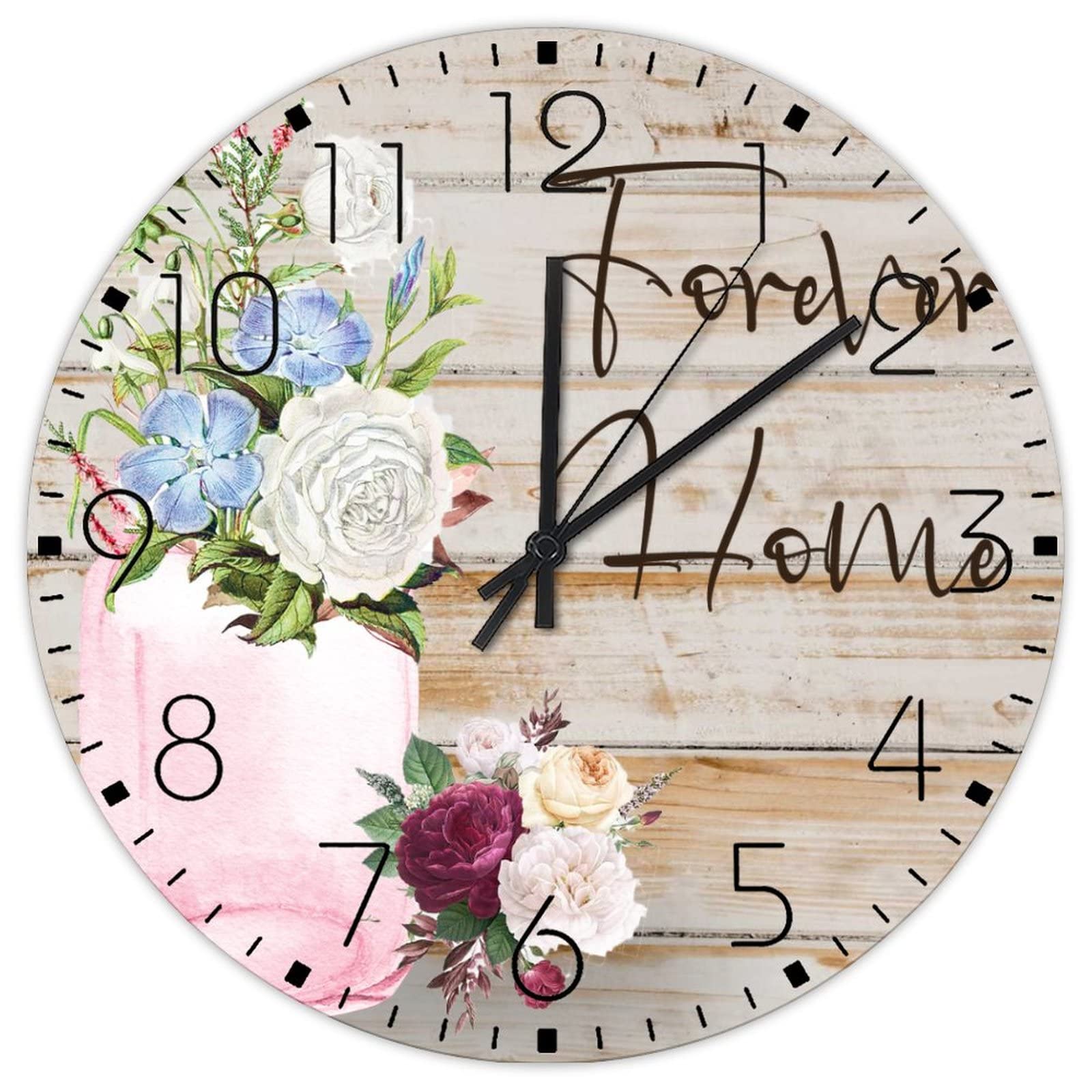 Horloge murale silencieuse en bois style rustique 30 cm pour cabine