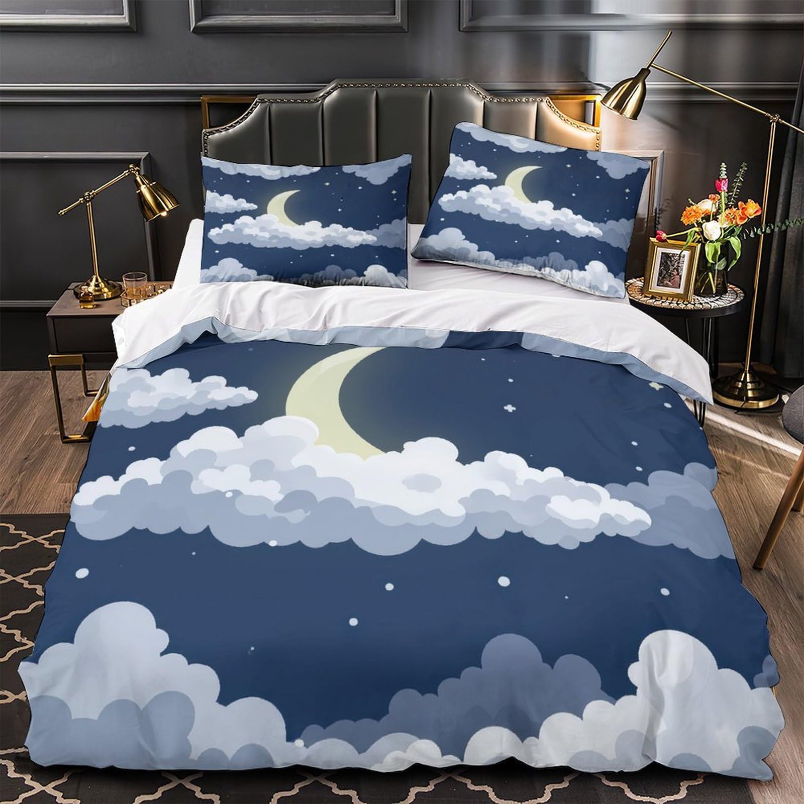 Housse de couette 3D pour chambre d'enfant, parure de lit Croissant de Lune douce 140x200 cm