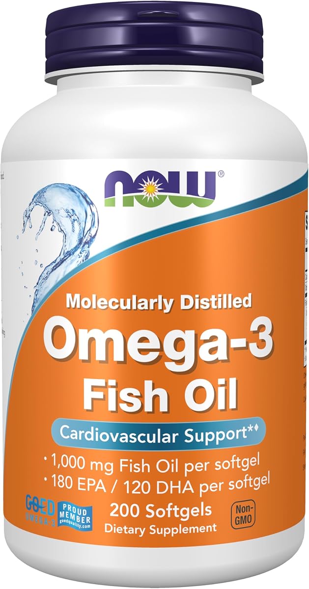 Supplements, Omega-3 180 EPA / 120 DHA, Molecularly Distilled, Cardiovascular Support*, 200 Softgels