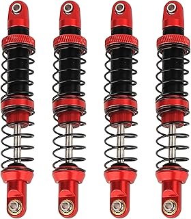 ZXYRC RC Shock Absorber Oil Adjustable RC Damper Set with Springs for 1/10 RC Truck Crawler Axial SCX10 I II III TRX4 D90 (90mm, Red)