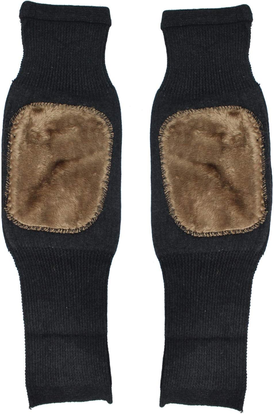 ShopOlicaWomen Men Warm Leg Warmers Knee High Long Boot Footless Socks (Black & Brown, Free Size)