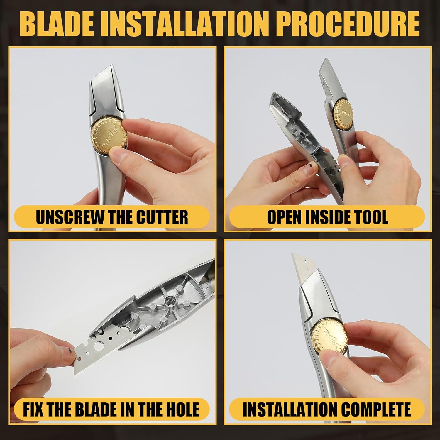 2 Pack Roofing Knife, Carpet Knife, Roofing Knives with Solid Brass Knob Double Notched Blade,Utility Cutter for Home Carpet Cardboard, Precision Cut