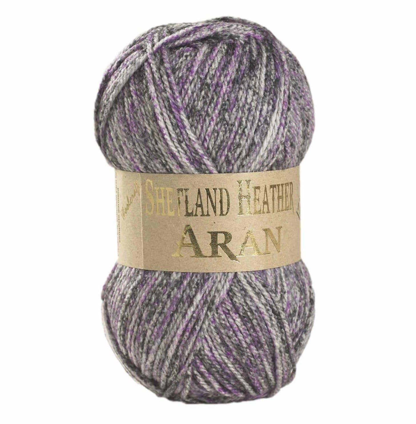 WoolCraft Shetland Heather Aran Knitting & Crochet Yarn, Great Value Yarn Available in 15 Tweed Effect Aran Colours, 75% Acrylic & 25% Wool, 200 Metres, 100g Balls, Pack of 10, Lavender Fields — image 1