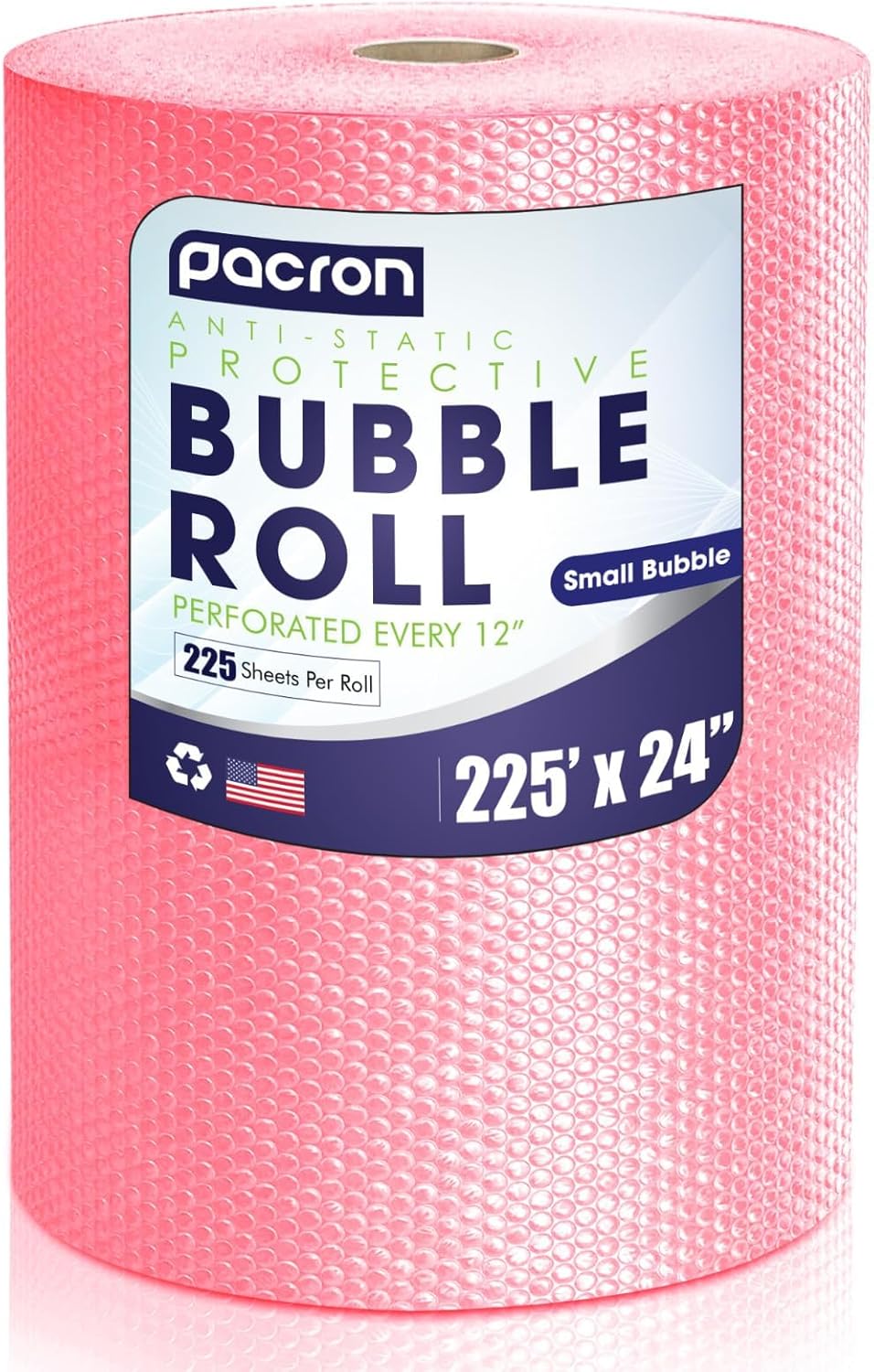 Protective Anti Static Bubble Roll Wrap for Electronics - 225FTx24IN Pink, 3/16" Dense Bubble Cushioning for Fragile Items & Packaging Supplies Shipping & Storage - Perforated Every 24IN