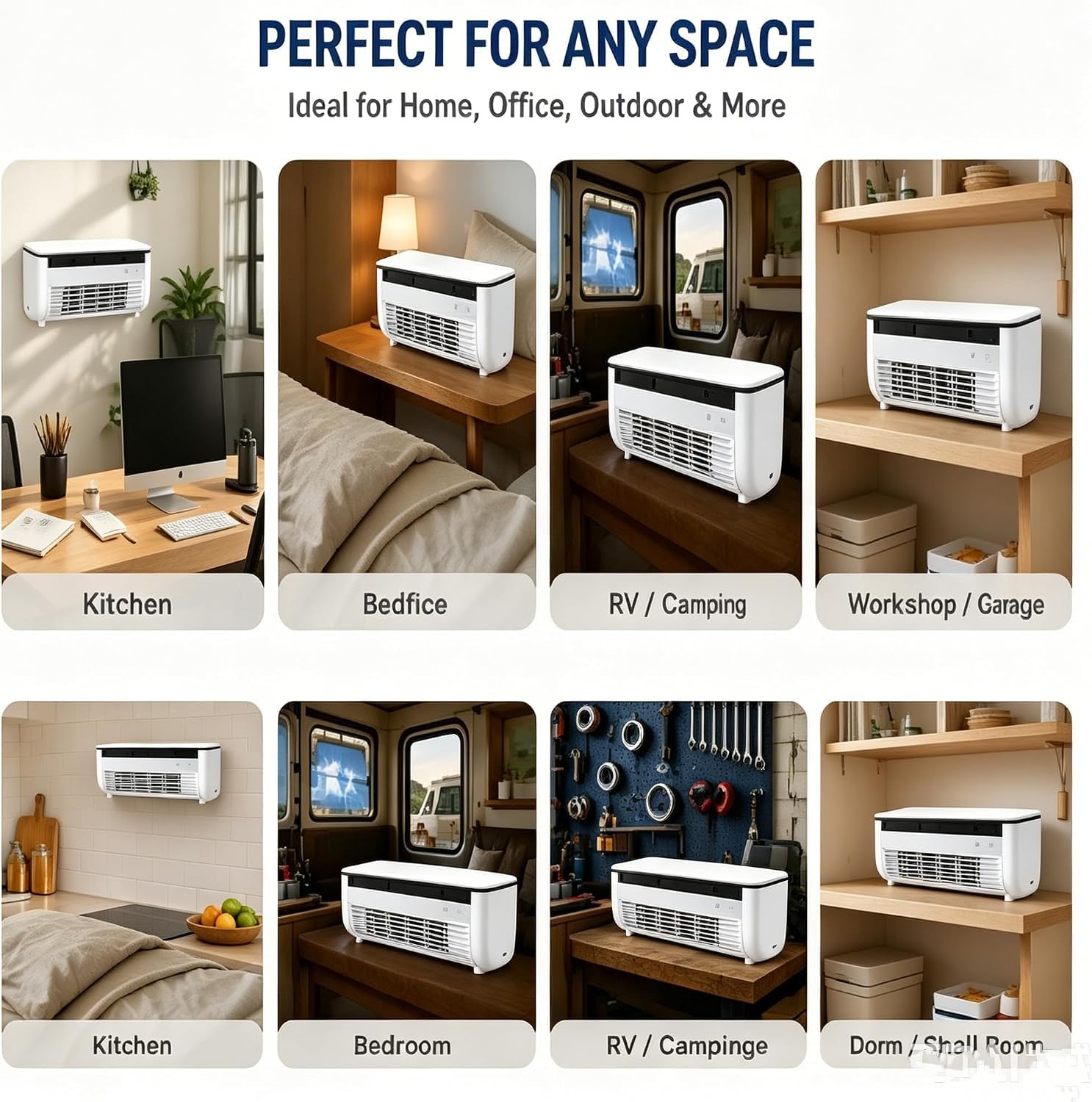 Aire Acondicionado de Pared para Cocina sin Necesidad de taladrar, Nuevo Aire Acondicionado inalámbrico, Mini Aire Acondicionado portátil de Pared para Cocina y Dormitorio (Blanco)