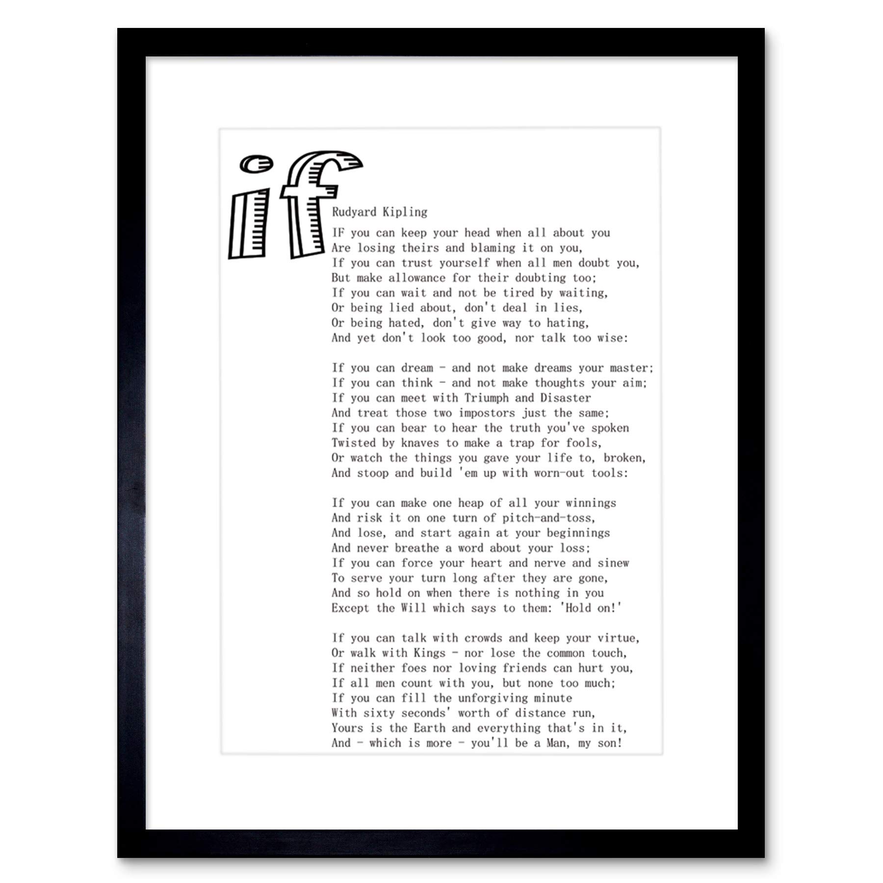Wee Blue Coo Quote Motivation Typography Rudyard Kipling If White Framed Wall Art Print
