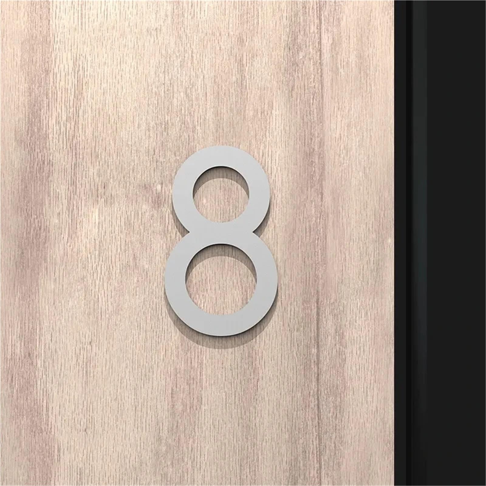 Self Adhesive House Numbers Black/Gold/Silver Door Number Stickers 2/3/4 Inch Modern Acrylic Address Mailbox Number for Outside Hotel Apartment Yard Post Courtyard Cafe Plaque(Silver 8,4In)