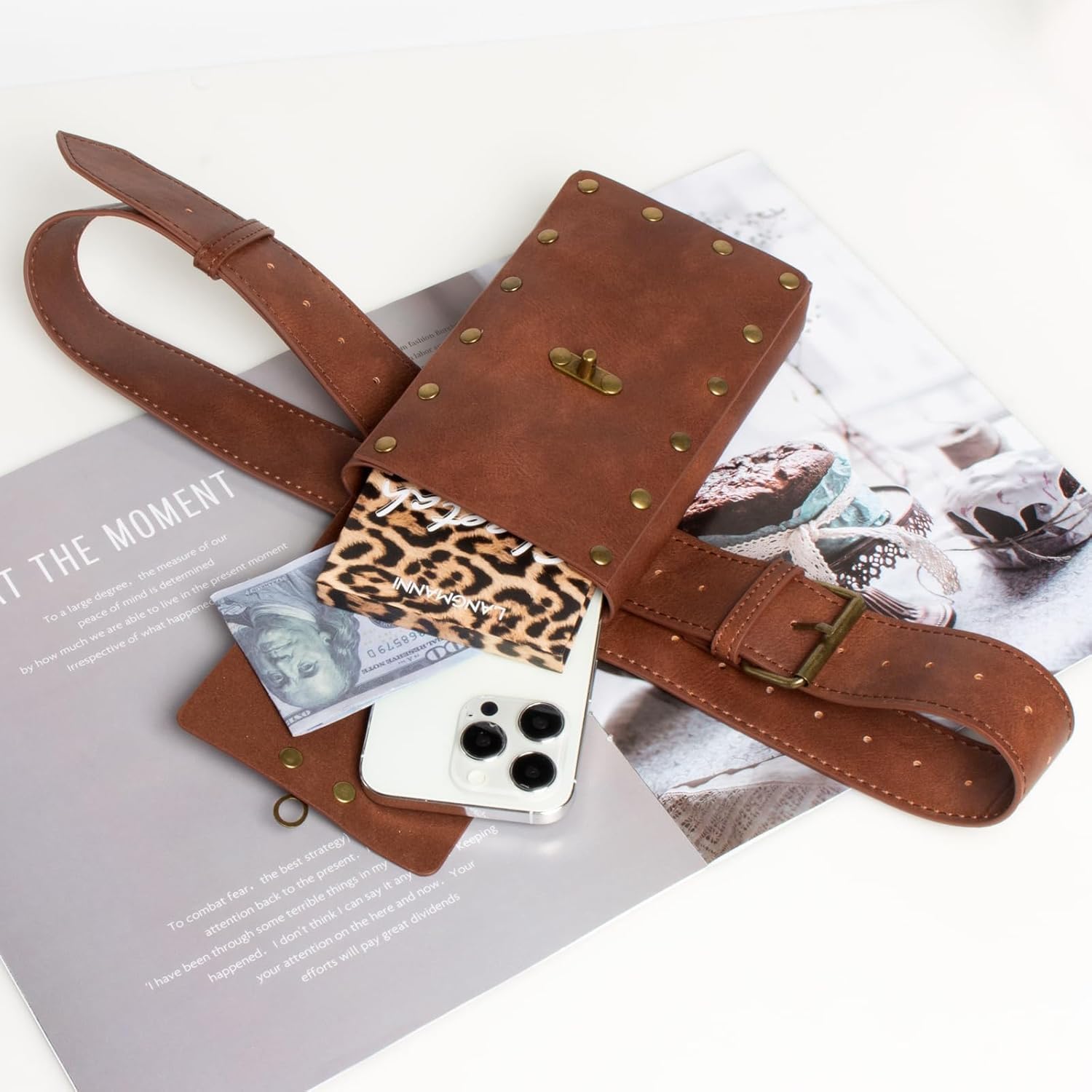5 Pcs Renaissance Accessories Belt Pouch Waist Bag Belt Keyring Hook Wizard Potion Bottles Vials for Festival Cosplay Halloween Costume