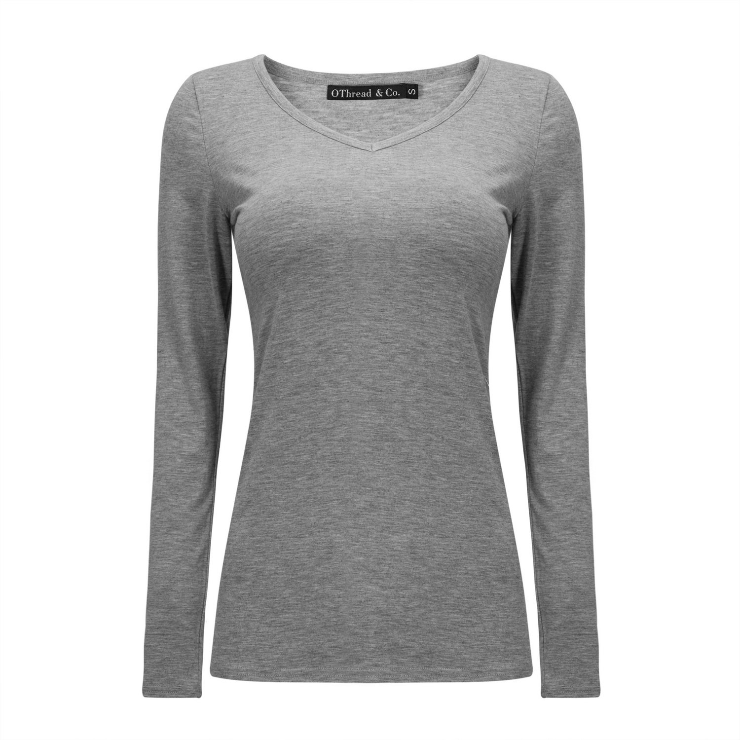 OThread & Co.Women's Long Sleeve T-Shirt V-Neck Basic Layer Stretchy Shirts