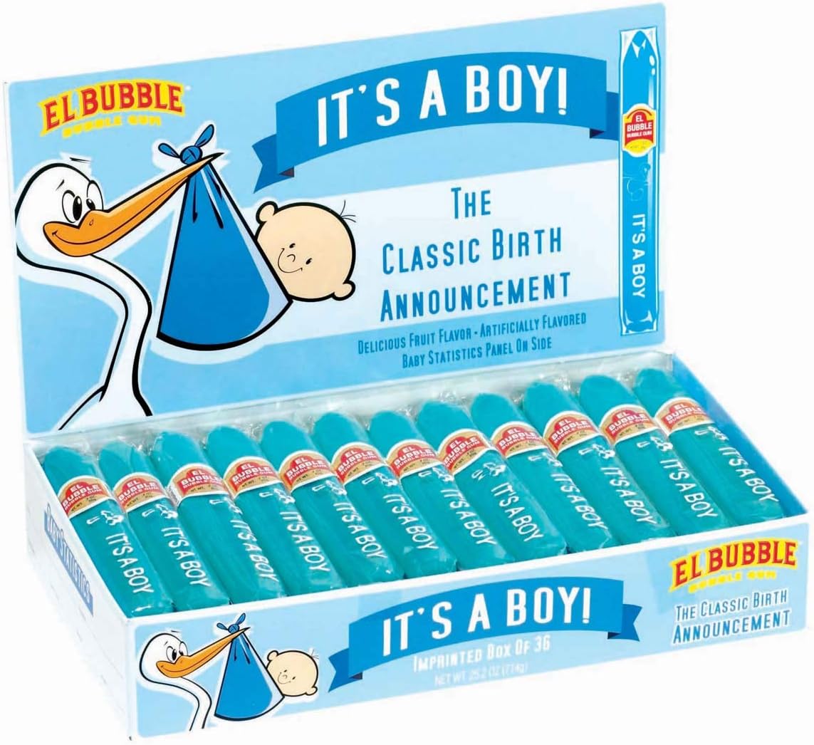 Dubble Bubble It's a Boy! Blue Bubble Gum Gender Reveal Cigars (Pack of 36)
