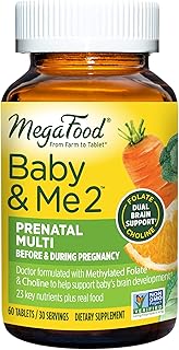 MegaFood Baby & Me 2 Prenatal Vitamin and Minerals - Vitamins for Women - with Folate (Folic Acid Natural Form), Choline, Iron, Iodine, and Vitamin C, Vitamin D and more - 60 Tabs (30 Servings)