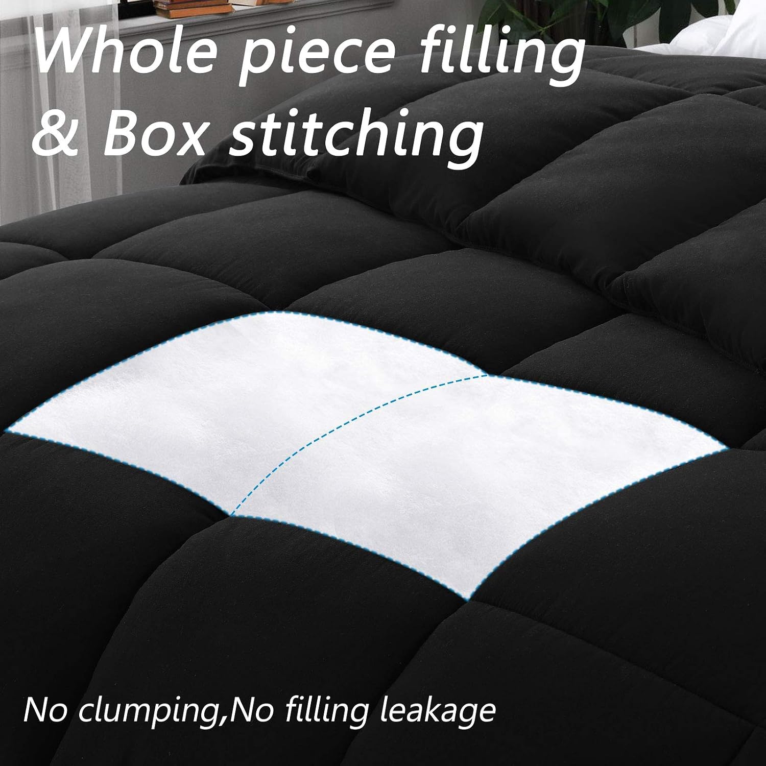 Orange Bedding Duvet Insert King Size Comforter All Season Quilted Soft Down Alternative Comforters with Corner Tabs Fluffy Cool Lightweight - Machine Washable - Black, 90x102 inches