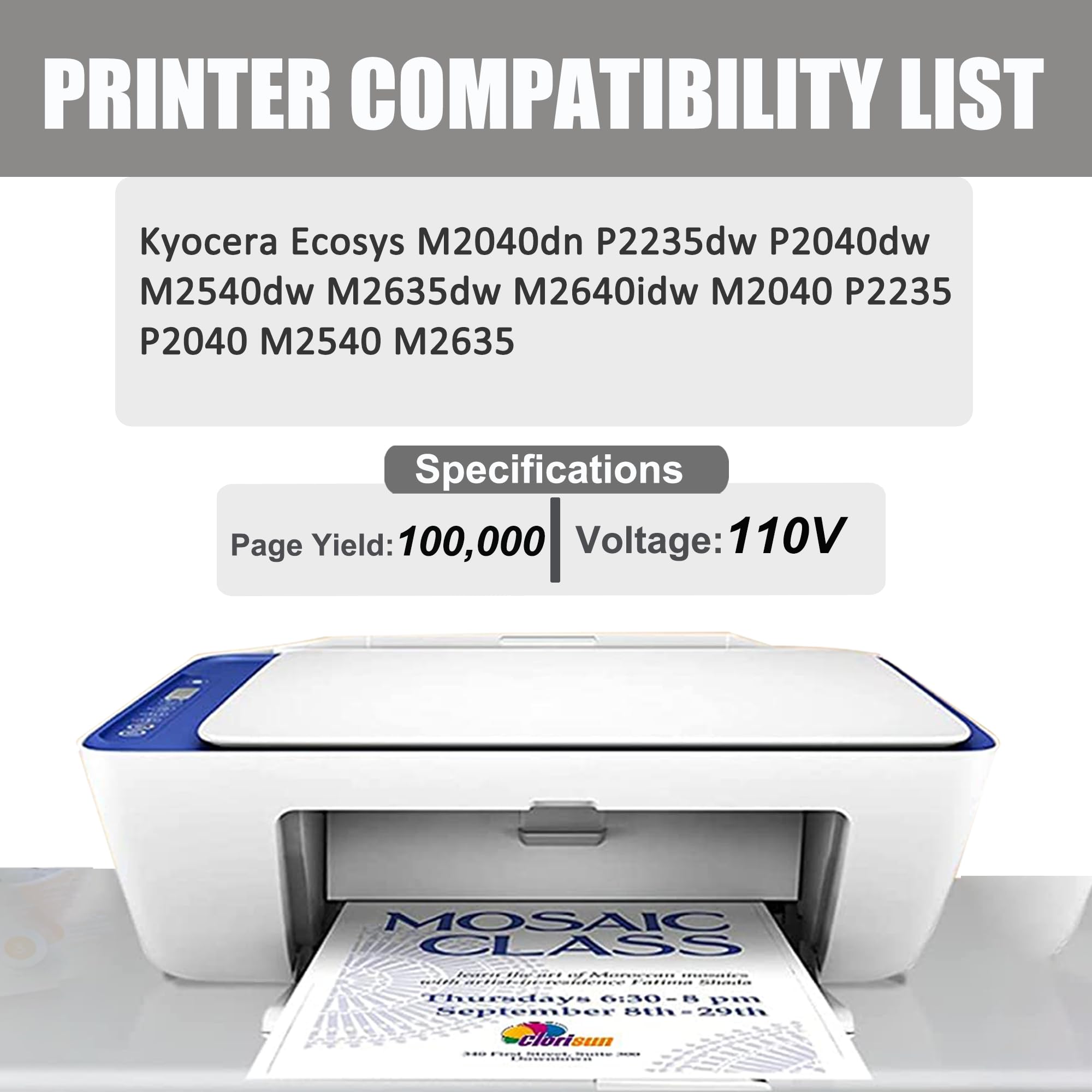 FK-1152 302RV93060 302RV93061 302RV93062 302RV93063 302RV93064 302RV93065 fuser unit replacement for Kyocera ECOSYS P2040 P2235 P2335 M2040 M2540 M2135 M2635 M2640 M2735 Printers,110V(1- Pack)