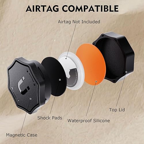 Miniatura 5 de GUANZHI Funda fuerte para Airtag resistente al agua, con soporte adhesivo para Airtag, accesorios pegables, funda de AirTag con Apple AirTag oculto