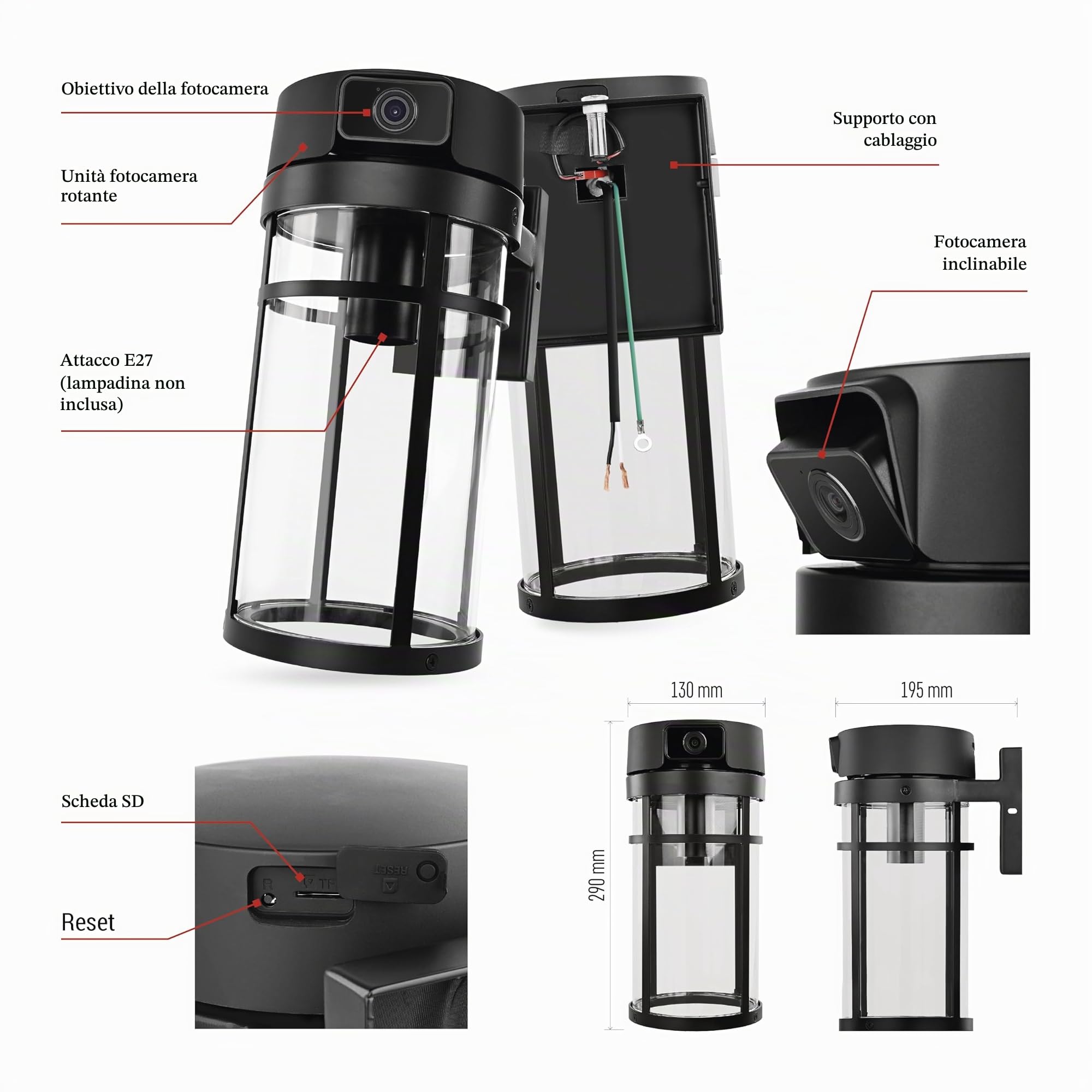 EMOS GoSmart - Telecamera Intelligente Esterno con WiFi & Luce 4MP 2.5K Telecamera di Sorveglianza - Girevole con Rilevamento di Movimento, Visione Notturna fino a 10m, Audio a 2 Vie - Per Lampada E27