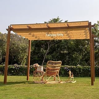 OLILAWN Pergola Shade Cover, 106'' X 135'' Outdoor Retractable Pergola with Sun-Protection, Durable Replacement