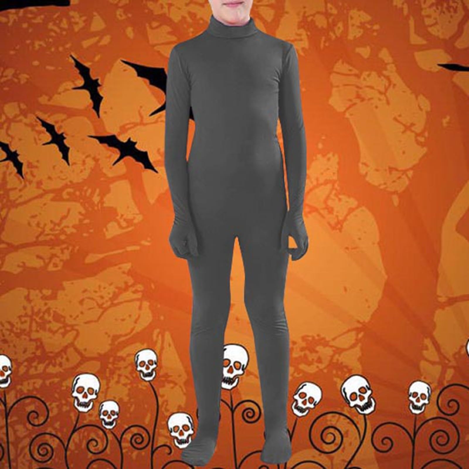 Morph Suit Unisex Adults' Men'S Women'S Open Face Spandex Unitard Mask Zentai Costume Full Bodysuit, 01 Dark Gray - Image 2
