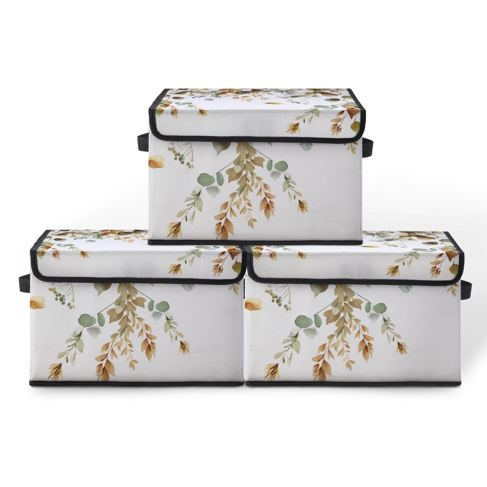 Stackable Clothes Storage Bins with Lids 3 Pack
