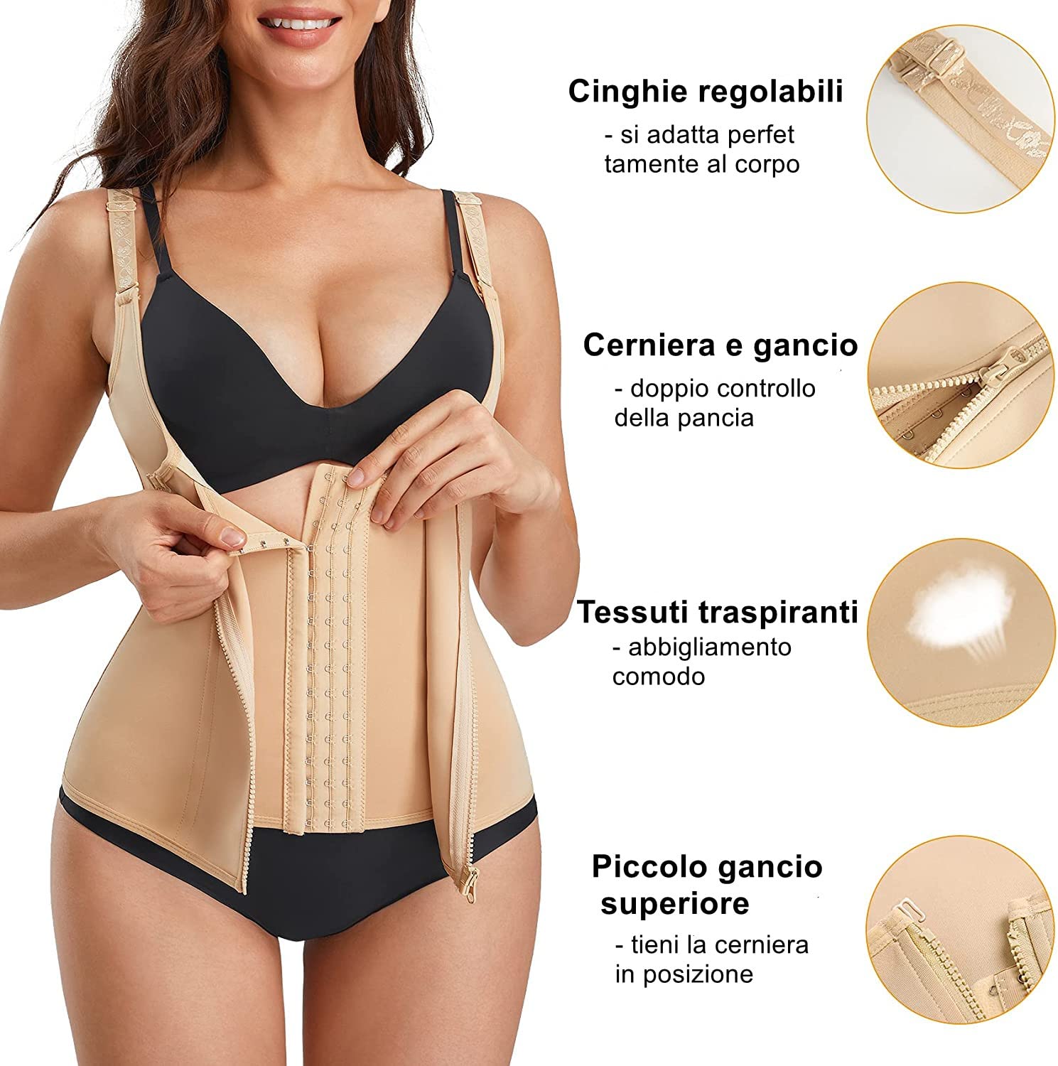 CHUMIAN Donna Corsetto Vita Dimagrante Body Modellante Cintura Intimo Shaper Training Vestiti Shapewear Contenitivo Snellente