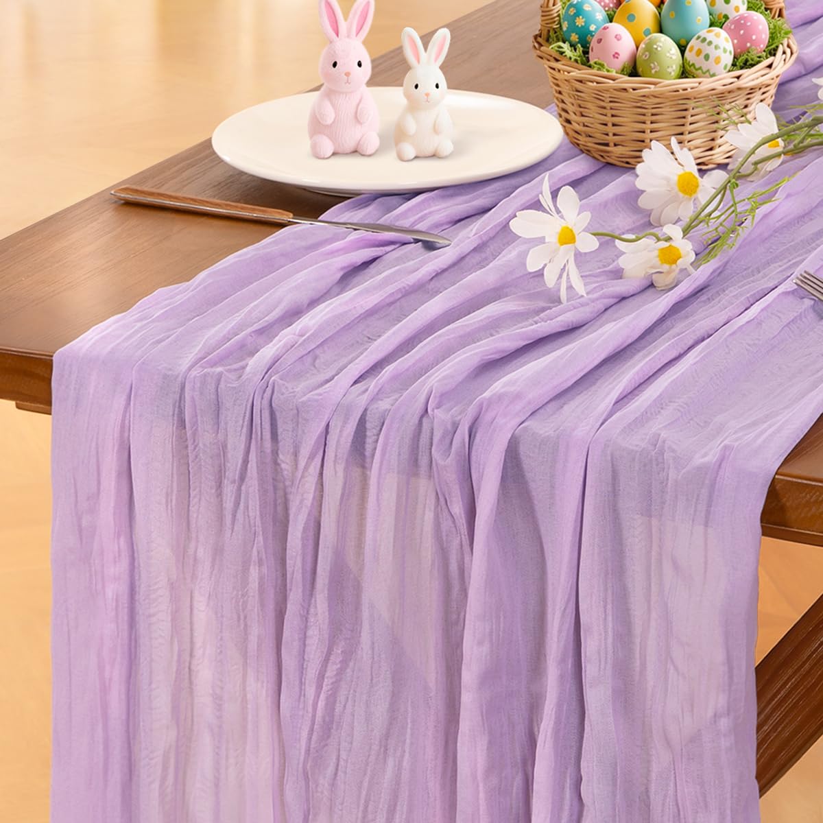 Socomi Beige Cheesecloth Table Runner Easter Spring Boho Rustic Gauze 120 inch 10FT Cheese Cloth Runner for Wedding Party Baby Shower Birthday Home Decor Holiday Decorations — view 56