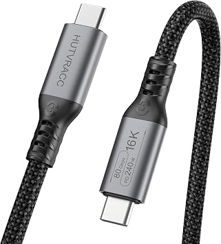 Thunderbolt 5 Cable 5ft/1.5m, 80Gbps USB C to USB C Cable, Up to 120Gbps Boost Bandwidth, 16K/Dual 8K, 240W Fast Charging, Supports Thunderbolt 4/3/USB4/MacBook/SSD/Dock/eGPU3.3ft