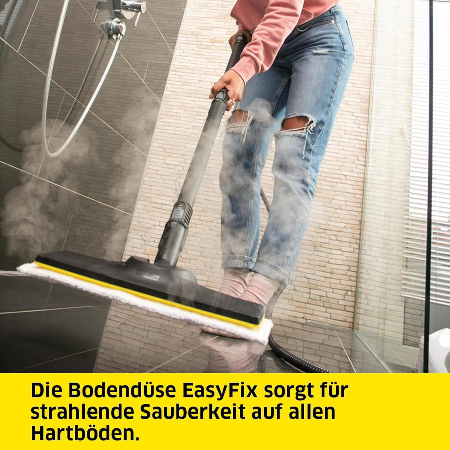 Kärcher Dampfreiniger SC 2 Deluxe, Flächenleistung: ca. 75m², Tank: 1 l, Dampfdruck: max. 3,2 bar, Aufheizzeit: 6,5 min., Heizleistung: 1.500 W, mit Bodenreinigungsset EasyFix und 3 Düsen,Single