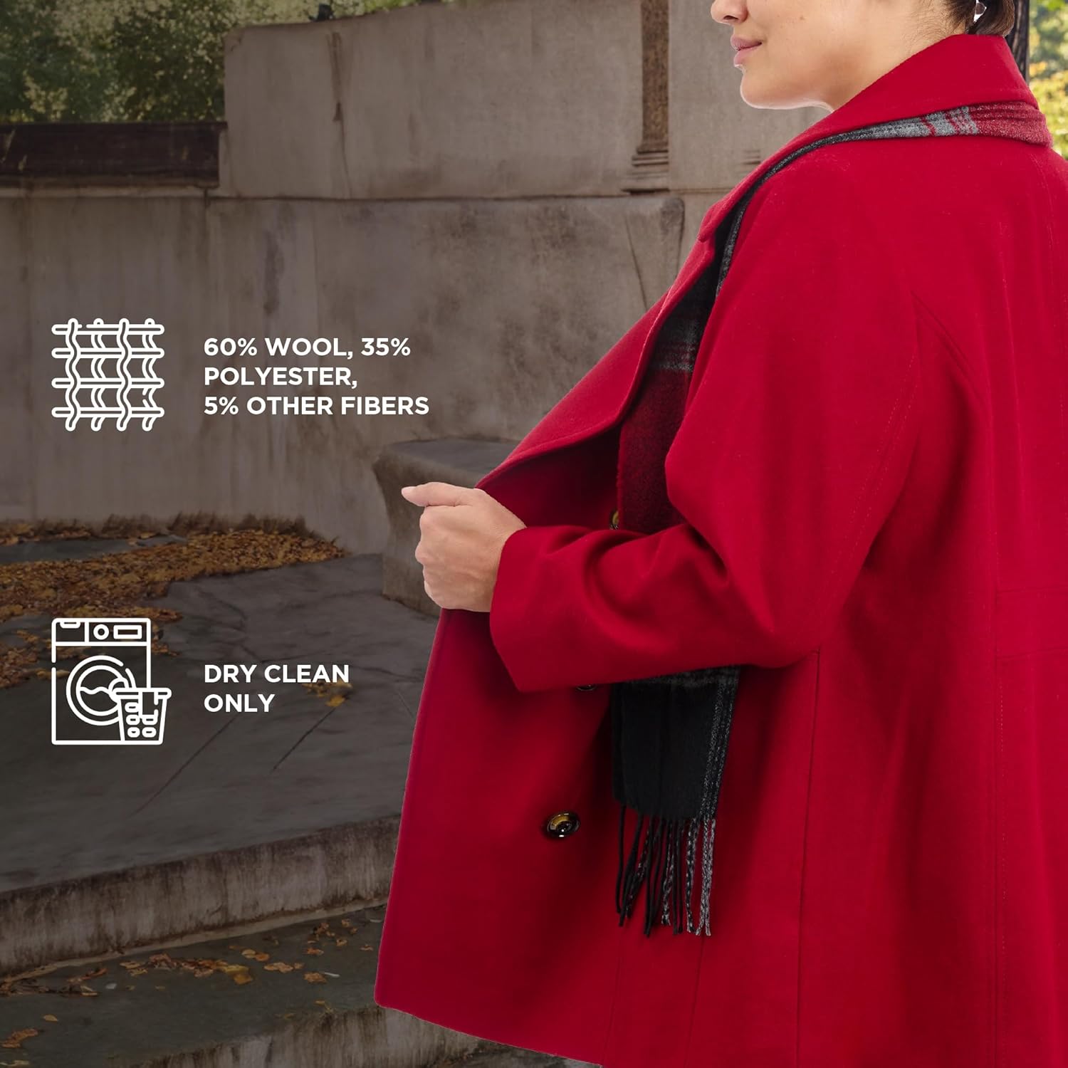 LONDON FOG womens Plus-size Double Breasted Peacoat With Scarf - Image 5