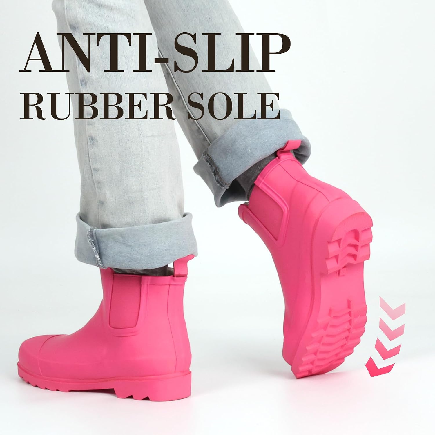 Furuian Women's Rain Boots with Plush Lining Chelsea Boots Women Snow Boots for Women Lightweight Rubber Boots Ankle Rain Boots Non-slip Waterproof Outdoor Work Shoes, Winter, Fishing, Gardening