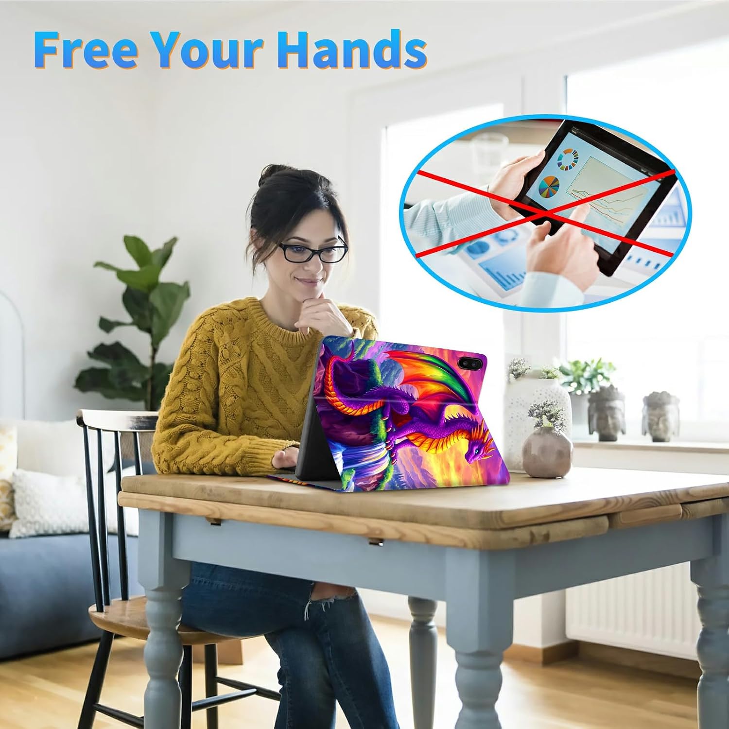 for iPad mini 7 A17 Pro 7th Gen 2024/iPad Mini 6 6th Generation 2021 8.3 Inch Tablet Case, Slim Kickstand Stand Leather Smart Cover with Auto Wake/Sleep, Purple Dragon Sky