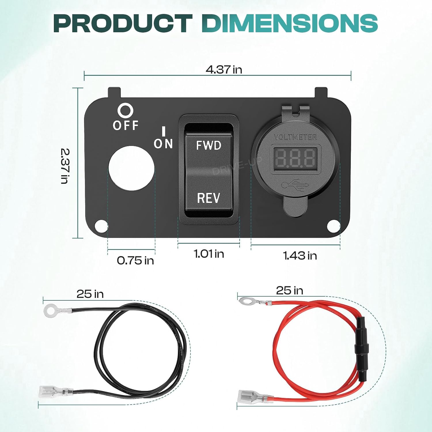 DRIVE UP Golf Cart Key Switch Console Plate, EZGO Forward Reverse Switch Plate Fits EZGO TXT, Medalist, PDS Golf Carts, Equipped with DC 9V-48V 3.1A Fast Charge Dual USB Charger, LED Digital Voltmeter