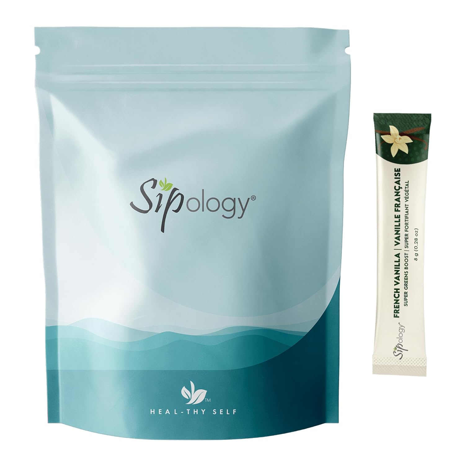 Sipology: Super Greens Boost - French Vanilla - 10 Stick Pack, Superfoods-Vitamins-Minerals-Nutrients, Mix Powder w/Water-Smoothies-Protein Shakes