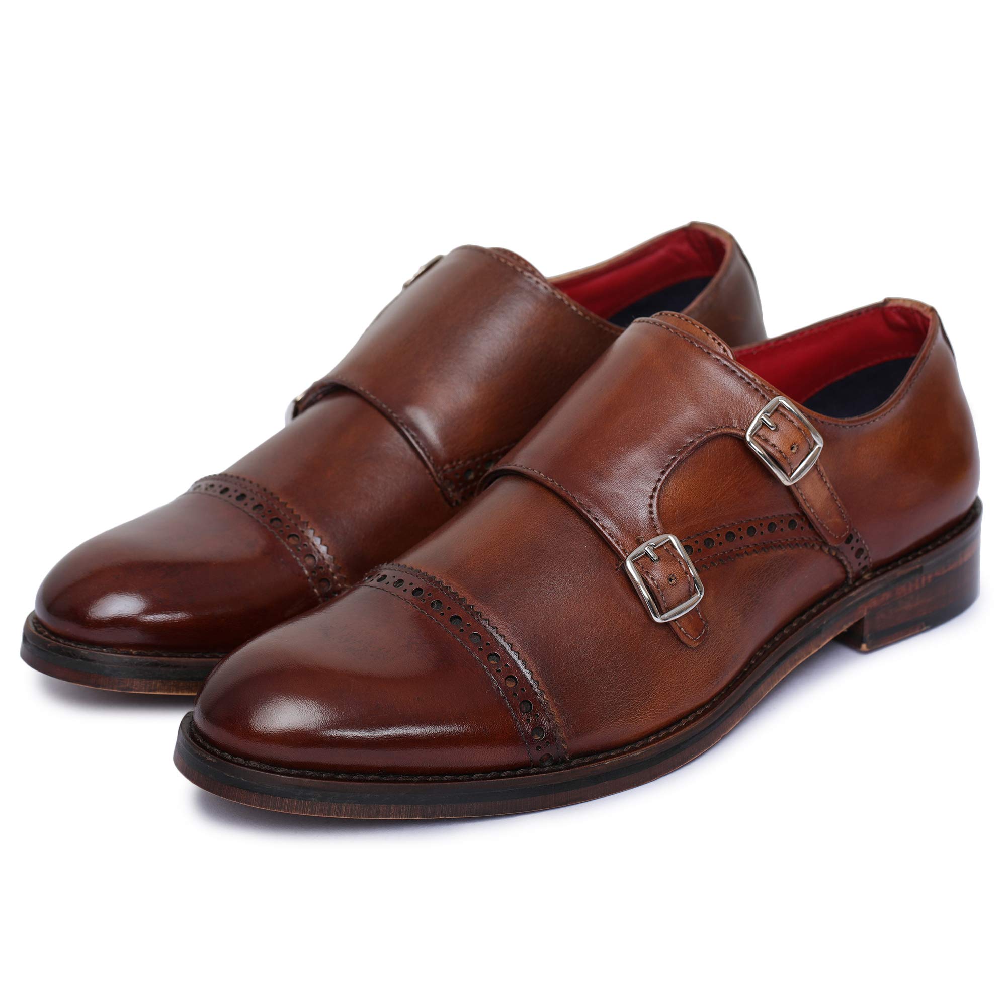 Handcrafted Men's Captoe Double Monk Strap Genuine Leather Modern Classic Dress Shoes