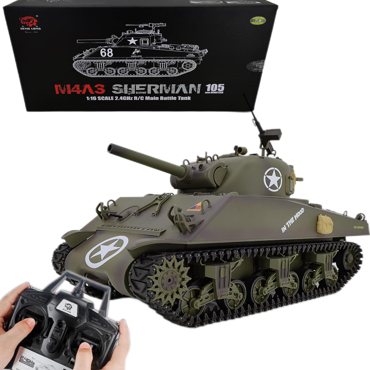 Zdalne sterowanie ciężki czołg M4A3 RC wojna bojowa pojazd wojskowy metalowa stalowa fala pudełko symulacja dymu strzelanie efekt dźwiękowy kolekcja model podstawowy (ulepszona wersja)