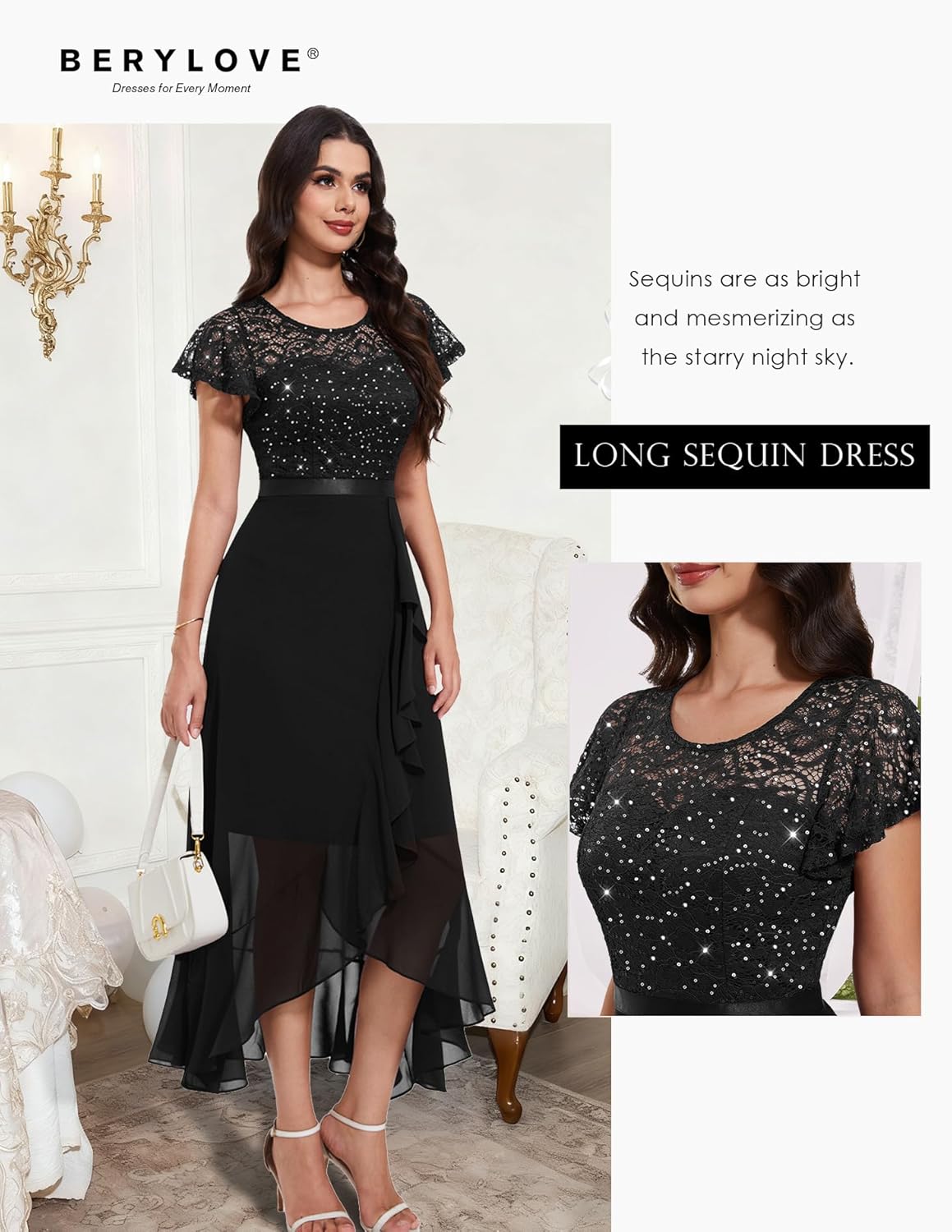 BeryLove Formal Dresses for Women 2026 Wedding Guest with Slit Cocktail Elegant Lace Long Prom Dress - Image 8