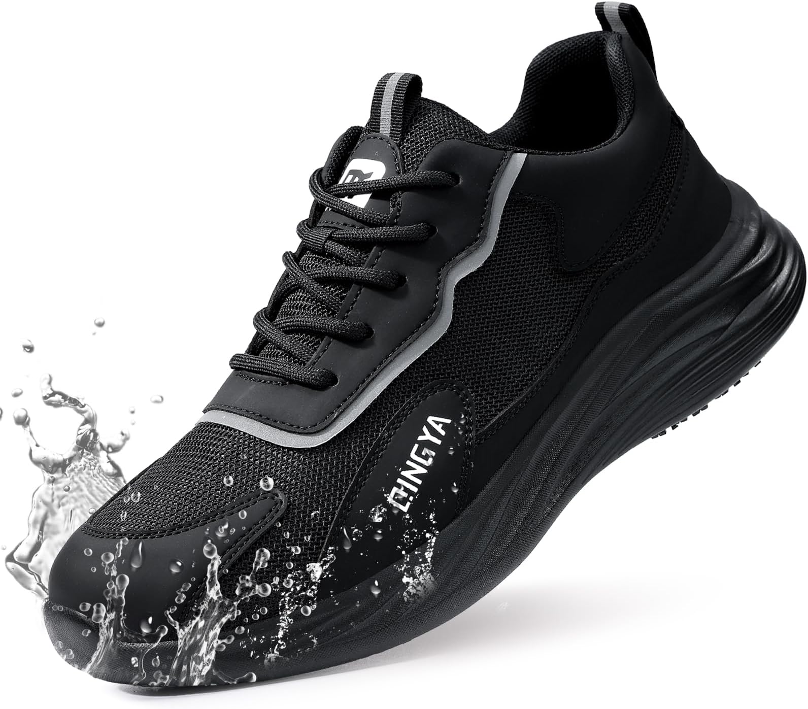 Mens Non-Slip Work Shoes Slip-Resistant Work Sneakers for Kitchen Restaurant & Food Service Lightweight Breathable Slip-On Chef Shoes Safety Footwear for Men