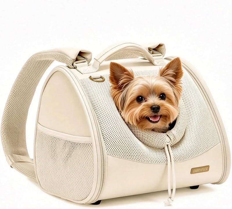 Mochila transportadora para cães e gatos pequenos NALIYOUHU A6288 com frente ajustável e ventilada, 30,48 × 25,4 × 25,4 cm