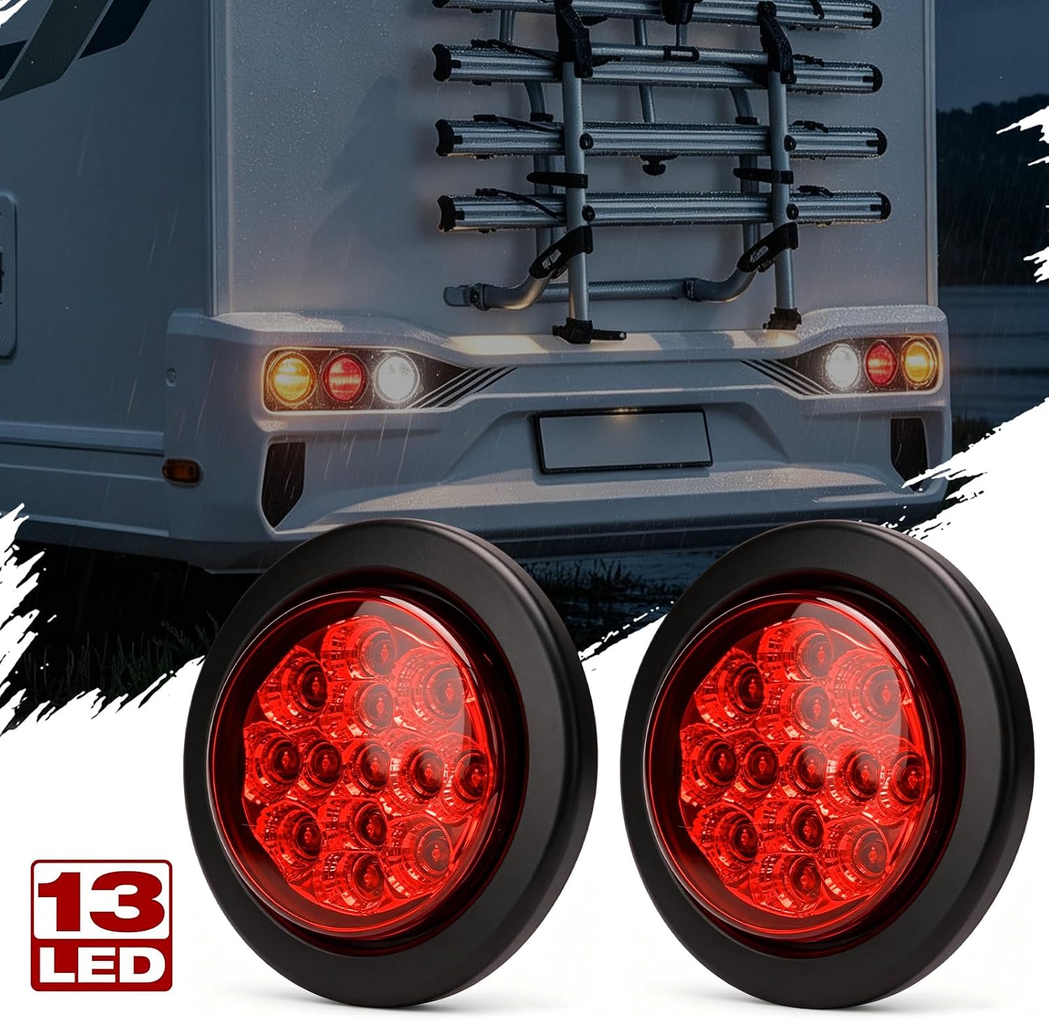 2.5" Round LED Trailer Lights 2 Red Marker Light Universal Fit image 2