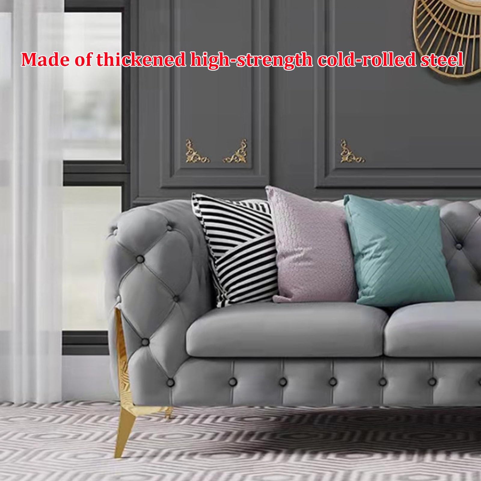 Gambe per divano in metallo, 4 piedini triangolari moderni, dorati, per mobili, armadietti, comodini con 16 viti, accessori decorativi per la casa durevoli ed eleganti