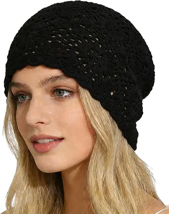 Crochet Hat for Women Cotton Slouchy Beanie Knitted Handmade Skull Cap for Summer Travel Daily Wear