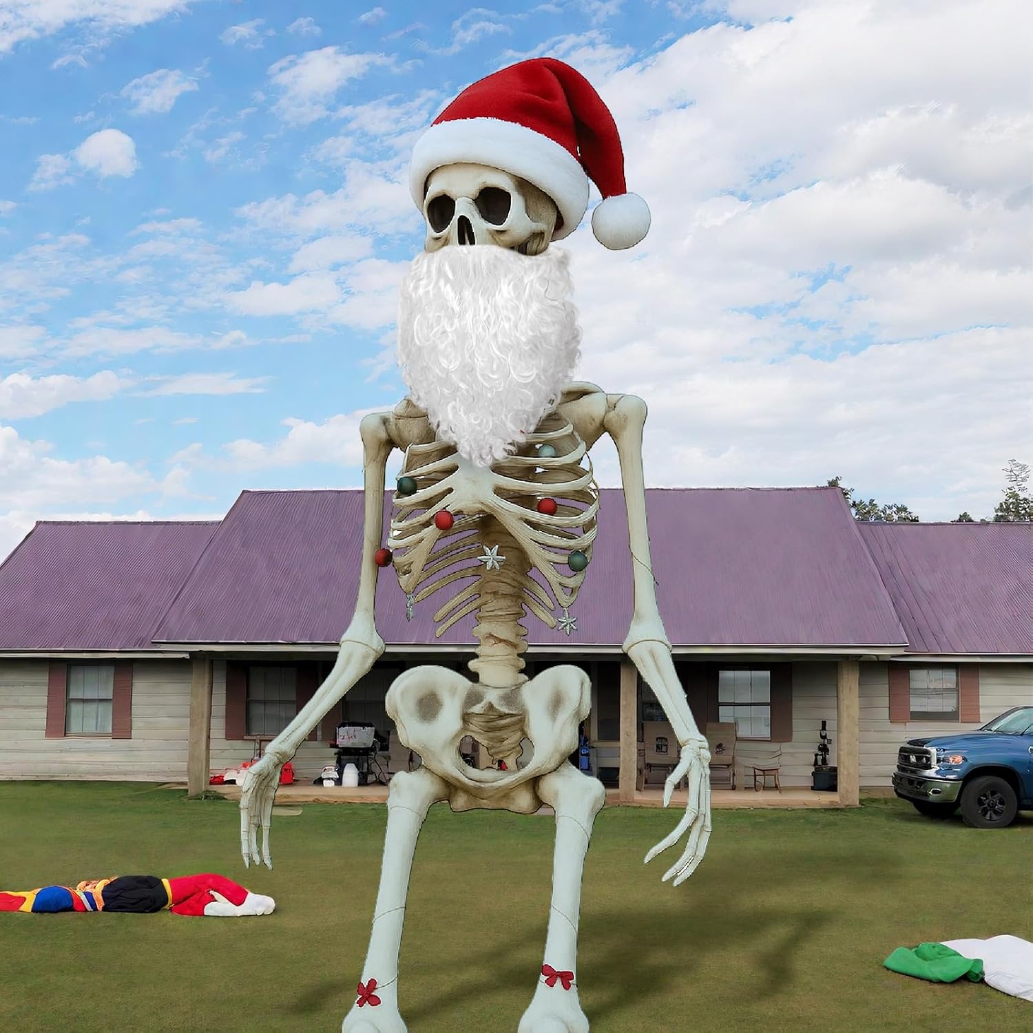 Giegxin 12 ft Skeleton Santa Beard Christmas Costume Accessories image 3