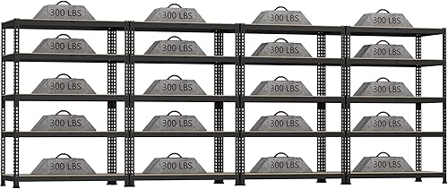 Paquete de 4 estantes de almacenamiento ajustables de 35.5 pulgadas de ancho x 16 pulgadas de profundidad x 71 pulgadas de alto, estantería