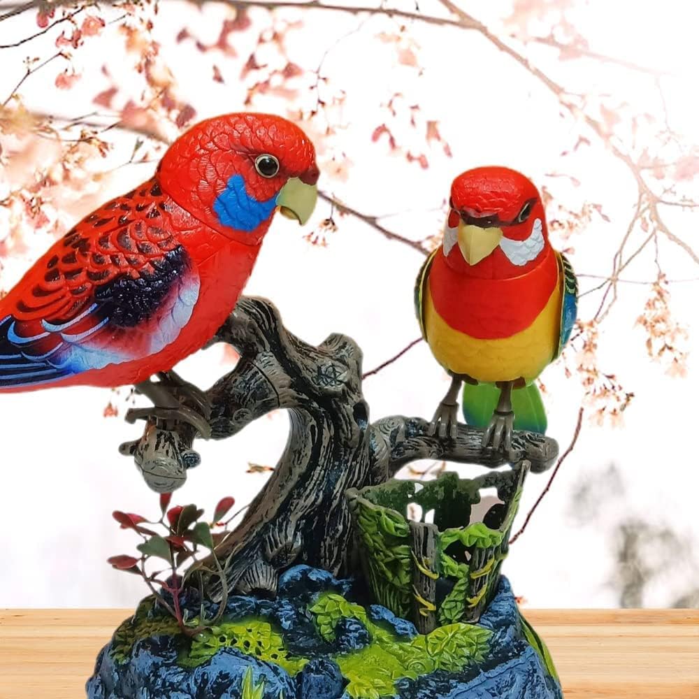 2023 New Electric Battery Operated Control Voice Parrots - Vivid Voice-Activated Chirping Fluttering Birds Toys, Cute Electronic Pets Simulation Birds, Realistic Parakeet for Garden, Home (Green)