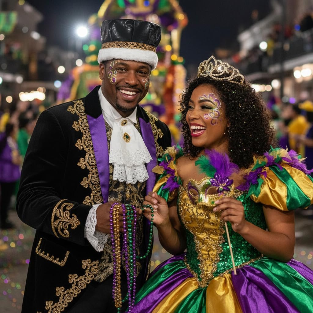 Anderson's Royal Couple Coronation Set, Black Metallic King Crown and Sparkling Rhinestone Gold Sasha Tiara for Prom, Homecoming, Winter Formals, Special Events and Dance Coronations